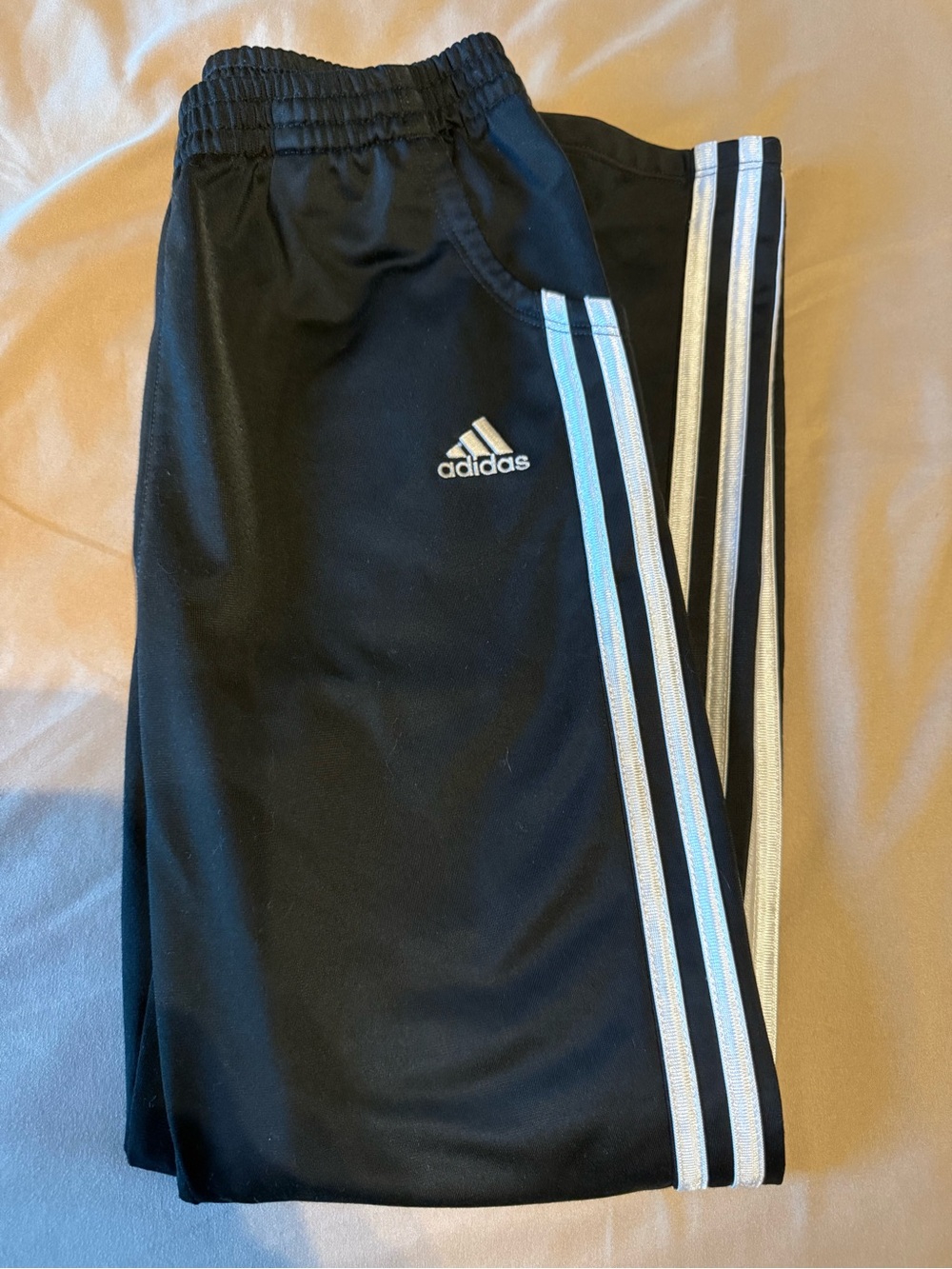 adidas Kids Black Track Pants with White Stripe